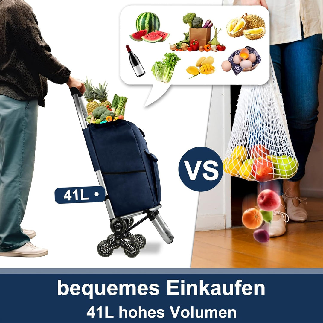 Einkaufstrolley, HOMELUX klappbar, Stabiler Einkaufswagen, grosse Kapazität 41 L, multifunktional, H
