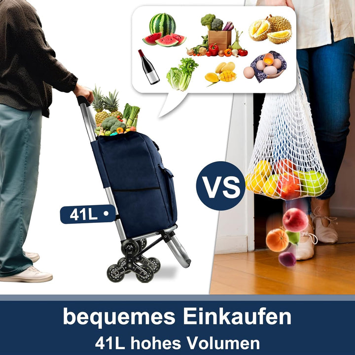 Einkaufstrolley, HOMELUX klappbar, Stabiler Einkaufswagen, grosse Kapazität 41 L, multifunktional, H