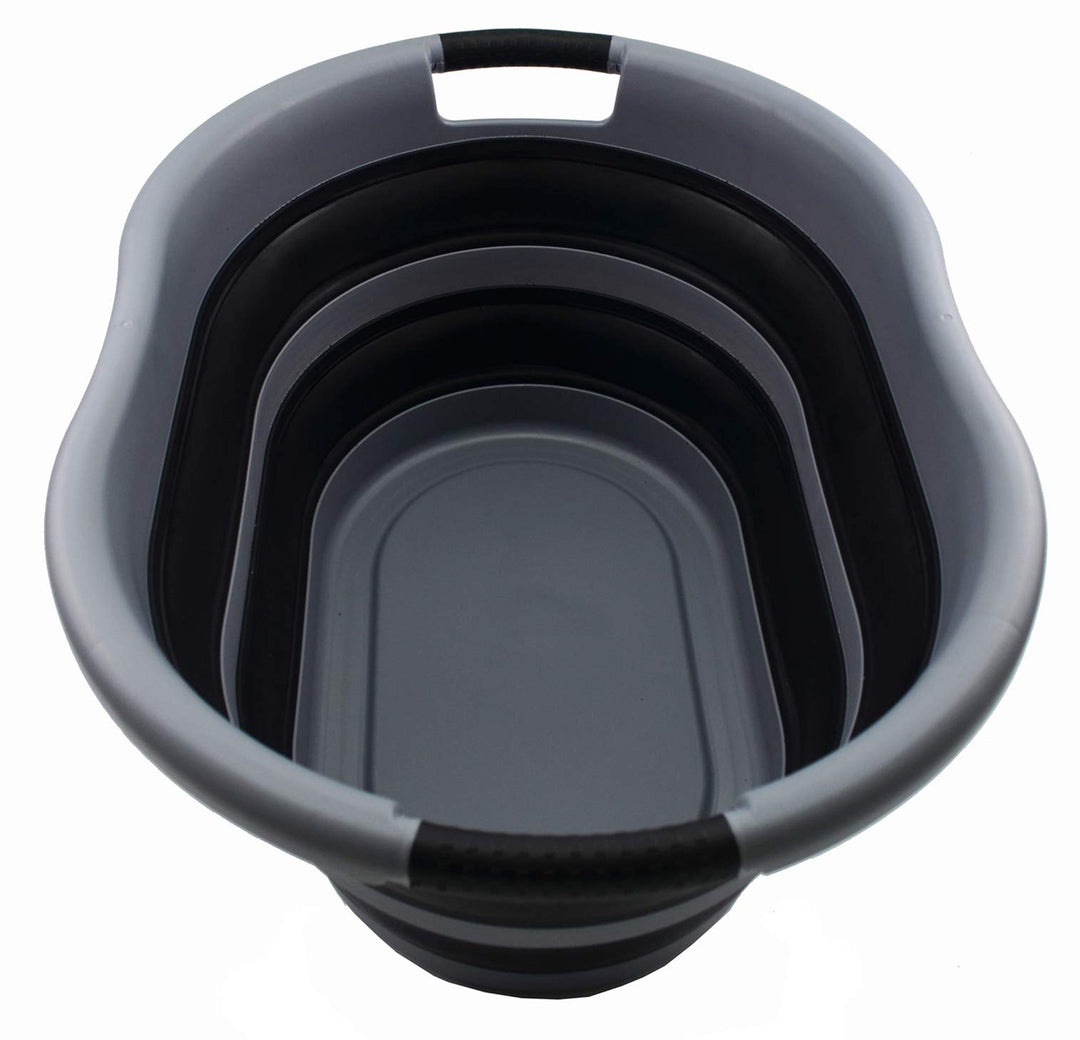 SAMMART 36L Collapsible Plastic Wäschekorb - Ovale Wanne/Korb - Faltbarer Vorratsbehälter/Organizer