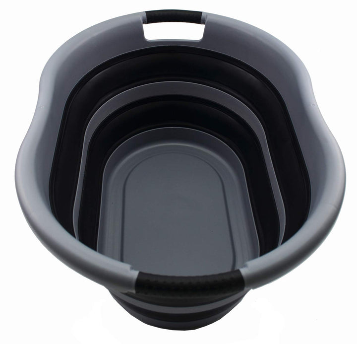 SAMMART 36L Collapsible Plastic Wäschekorb - Ovale Wanne/Korb - Faltbarer Vorratsbehälter/Organizer