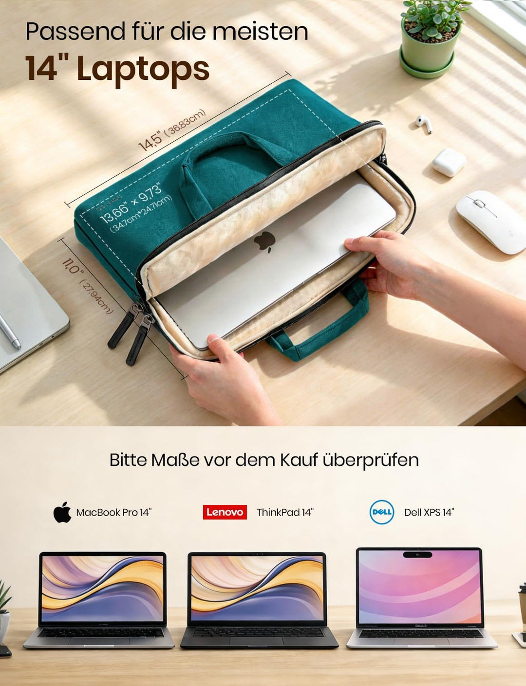 DOMISO Laptop-Hülle AA40 14 Zoll Teal, 14 Zoll Teal