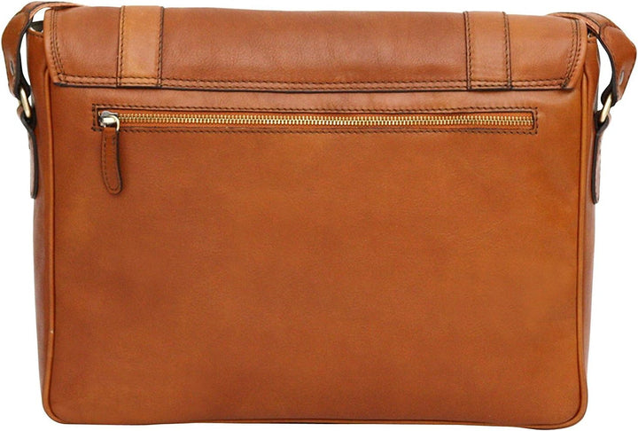 Messenger Bag aus Echtleder mit 13" Laptop-Fach Hellbraun, Hellbraun