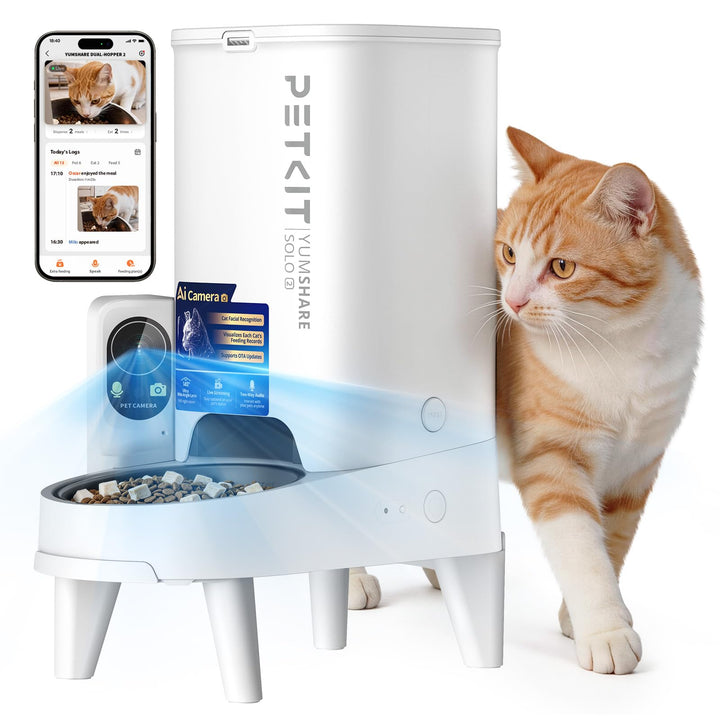 PETKIT YumShare Solo 2 Futterautomat Mit Kamera, Gesichtserkennung für Mehrere Katzen,KI Futterautom