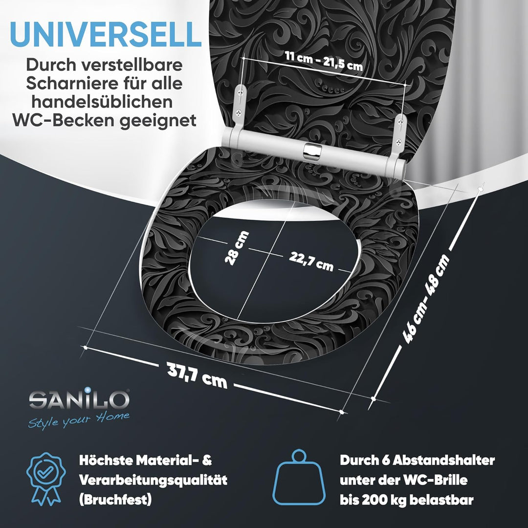 Sanilo WC Sitz mit Absenkautomatik, viele neue Toilettendeckel zur Auswahl, hochwertige Oberfläche,