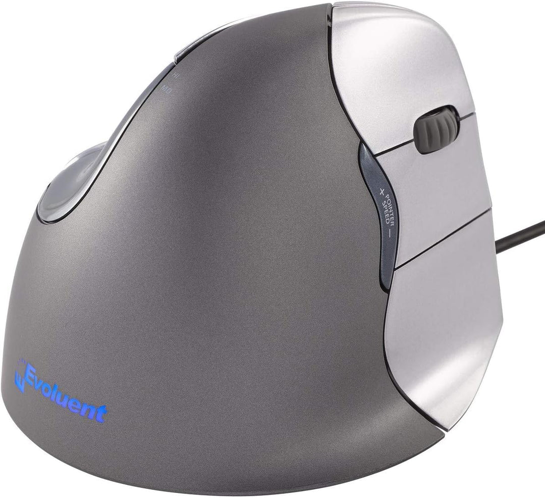 Evoluent VM4R Vertical Mouse 4 Maus für Rechtshänder, Schwarz, Grau Single, Single