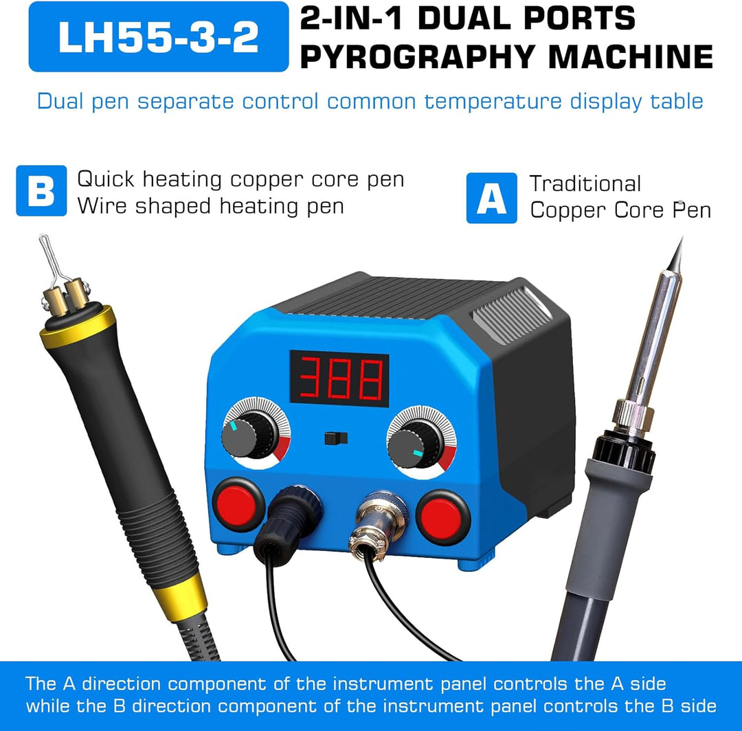 Doppelstift Brandmalerei Brennpeter für holz mit Digitalanzeig mit 2 Stiften und 30 Tlg Drahtspitzen