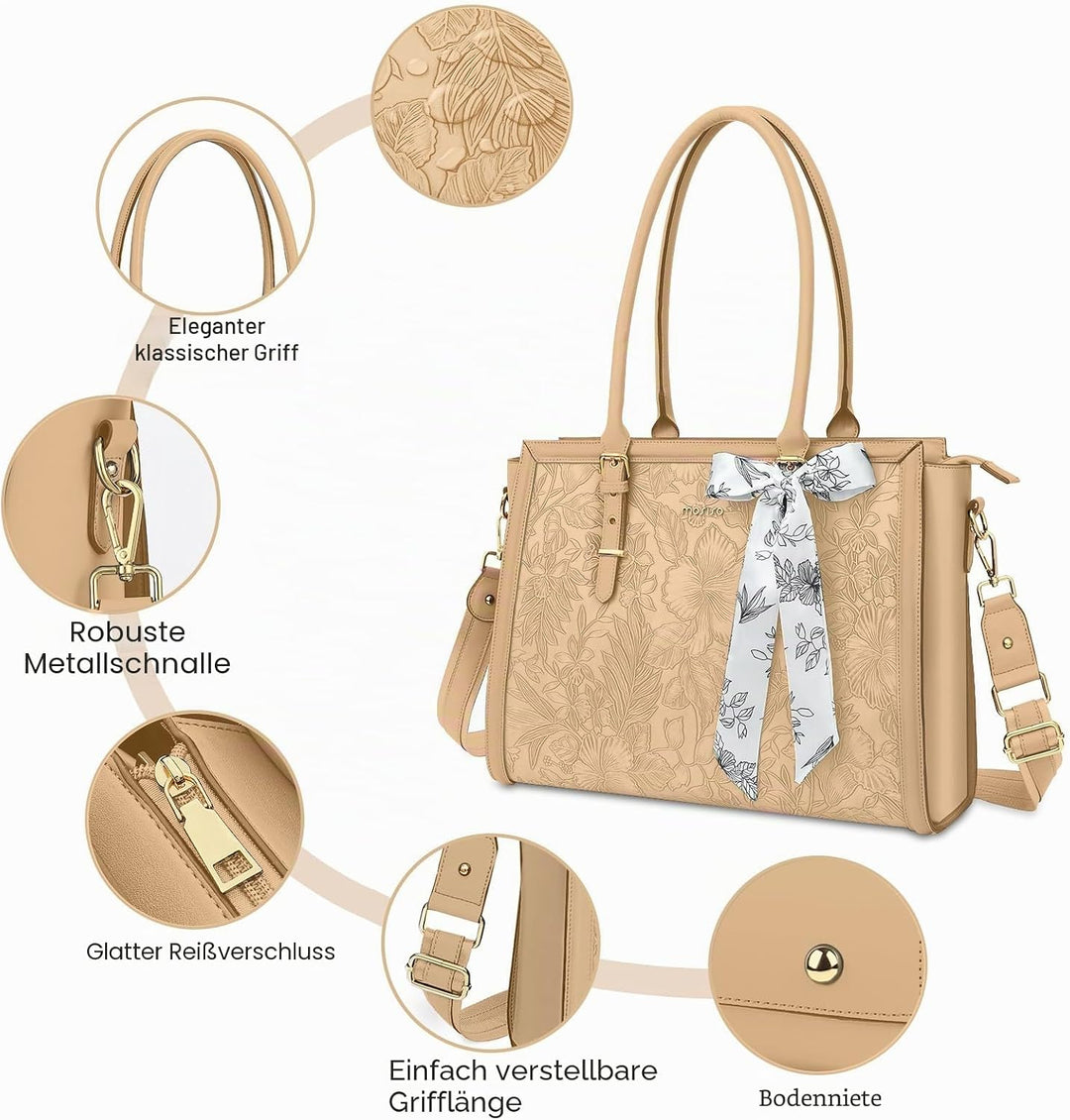 MOSISO Laptoptasche Damen, 15,6-16 Zoll PU Lehrertasche Handtasche Kompatibel mit MacBook HP Dell As