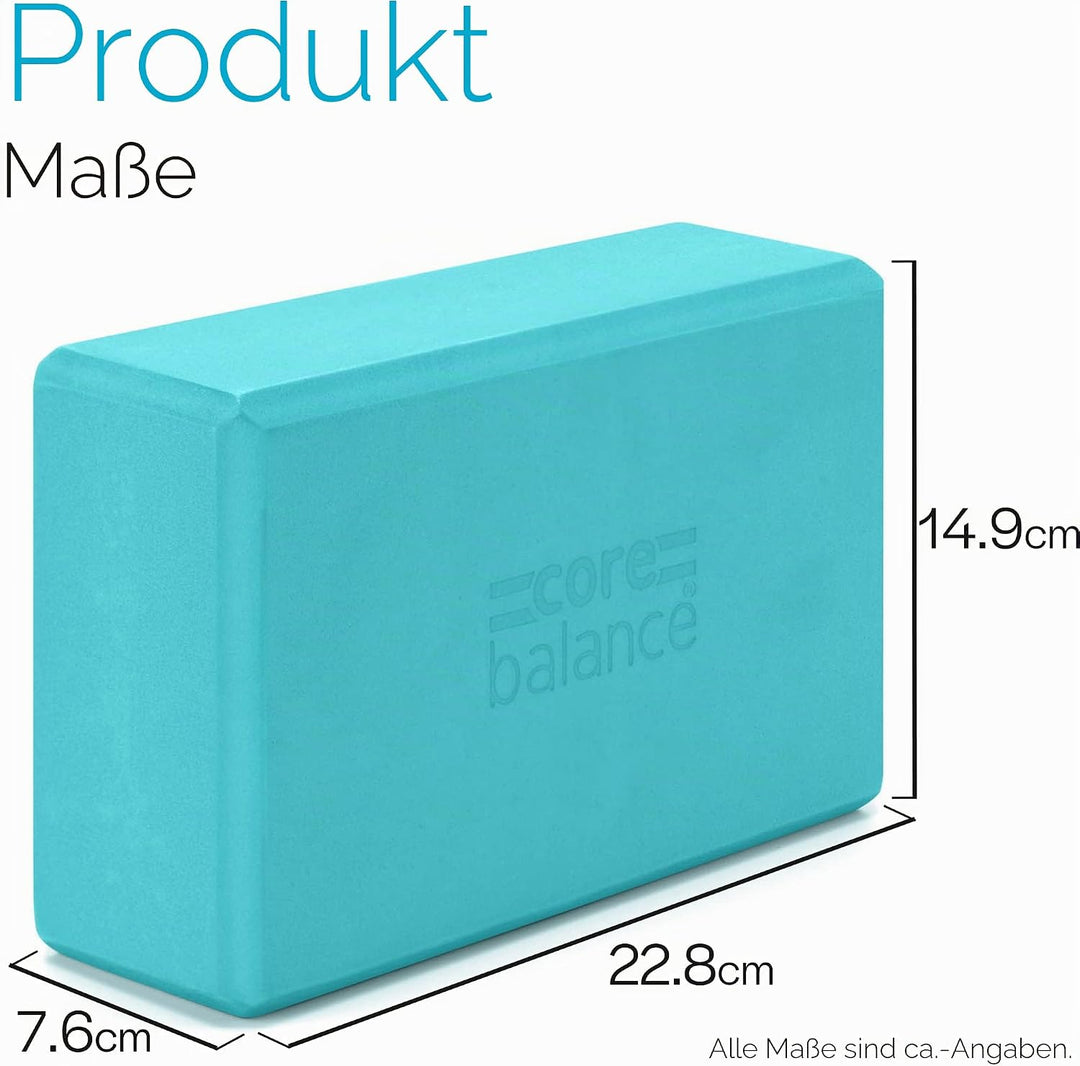 Core Balance Yoga Blocks im Doppelpack & GRATIS Yoga-Gurt, 2 STK. Eva Schaumstoff-Blöcke, robust & l