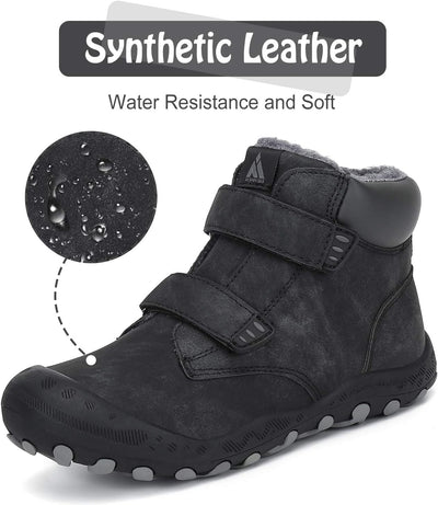 Mishansha Kinder Winterschuhe Gefüttert Winterstiefel für Jungen Mädchen Gr.24-38 34 EU Schwarz, 34