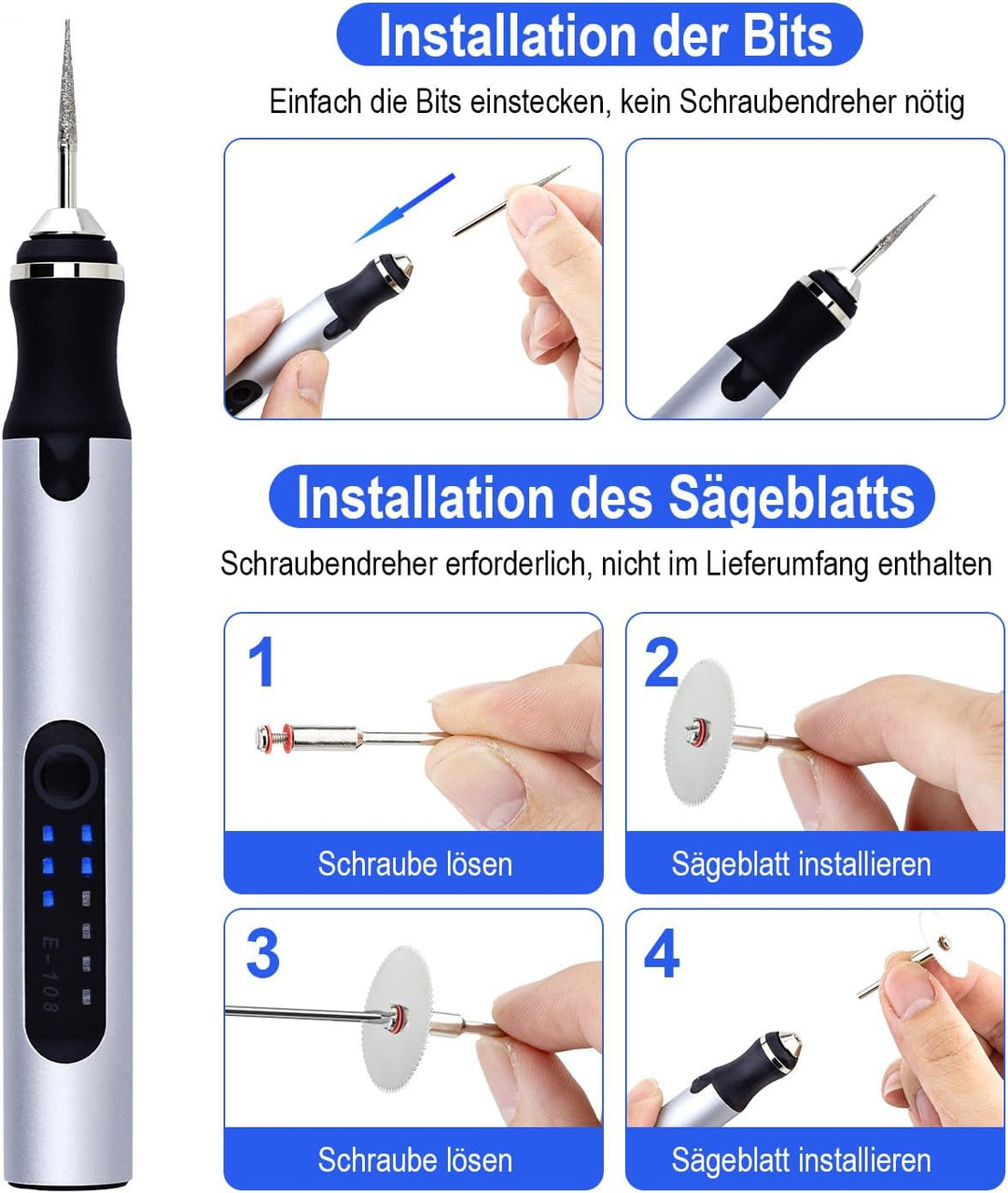 Mcbazel Elektrischer Gravierstift, USB Wiederaufladierbar Gravur Werkzeug Kit, Graveur Gravurwerkzeu