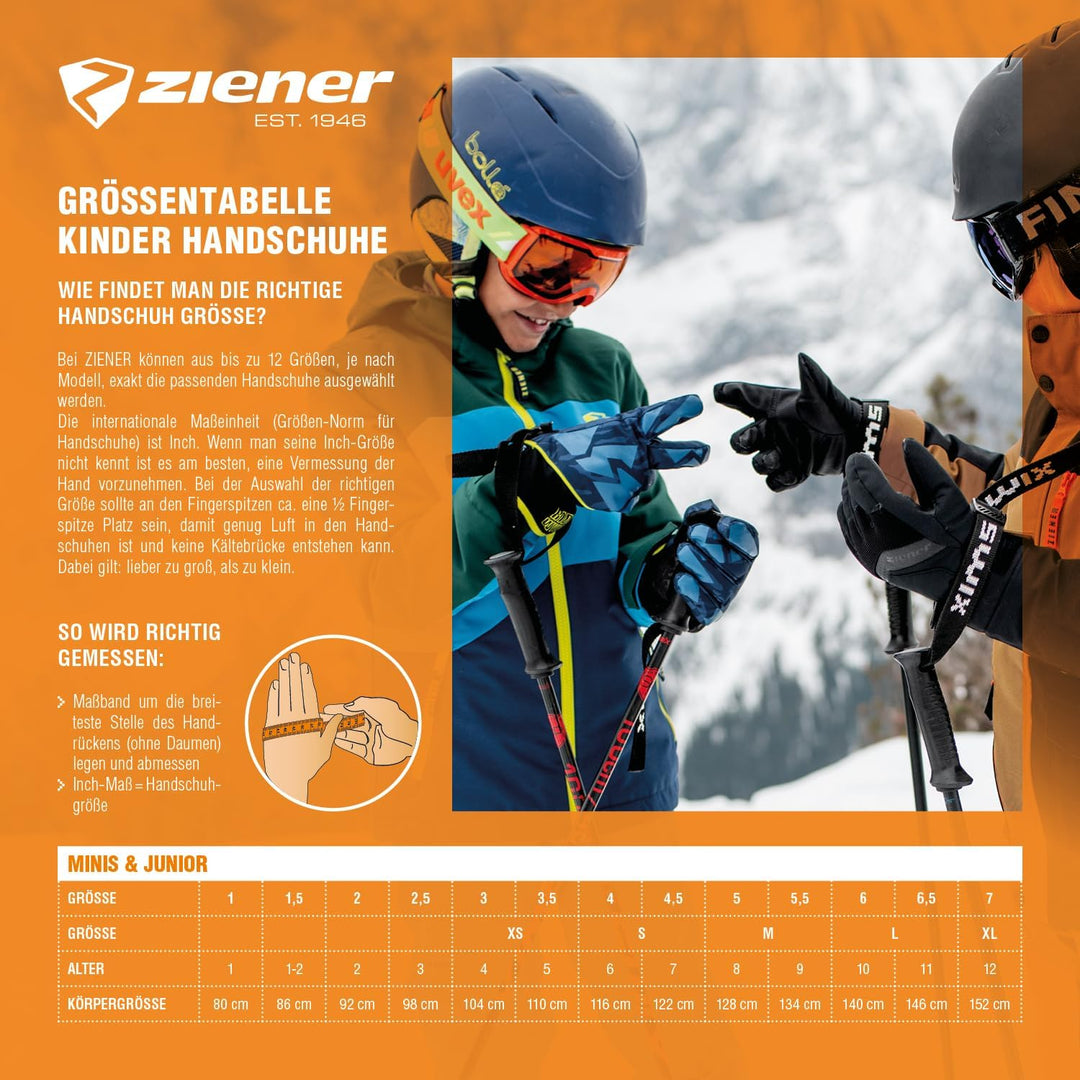 Ziener Kinder Loriko Ski-Handschuhe/Wintersport | wasserdicht, atmungsaktiv 3 persian blue, 3 persia