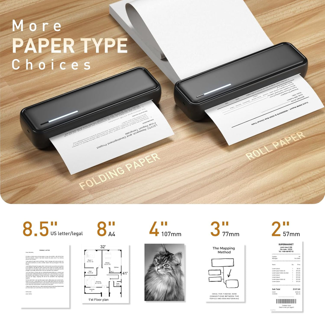 Bisofice X9 Mobiler Drucker Thermodrucker A4, Bluetooth Tragbarer Drucker für Handy, Portable Printe