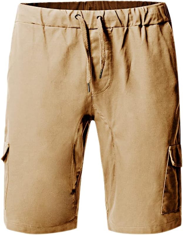 Cindeyar Herren Shorts Sommer Chino Jeans Kurze Hosen Stretch Jogger Cargo Shorts Slim-Fit S 175khak