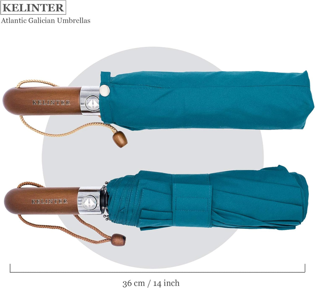 Regenschirm mit Holzgriff, Winddicht, zusammenklappbar, mit automatischem Öffnen und Schliessen, Tef
