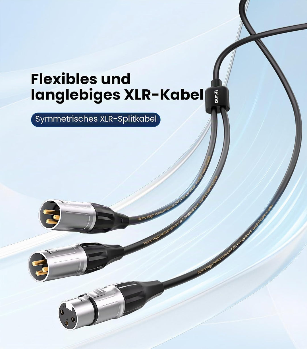 Tisino Balanced XLR Splitter Kabel, 1 Buchse auf 2 Stecker Patch Mikrofonkabel XLR Y Splitter Kabel