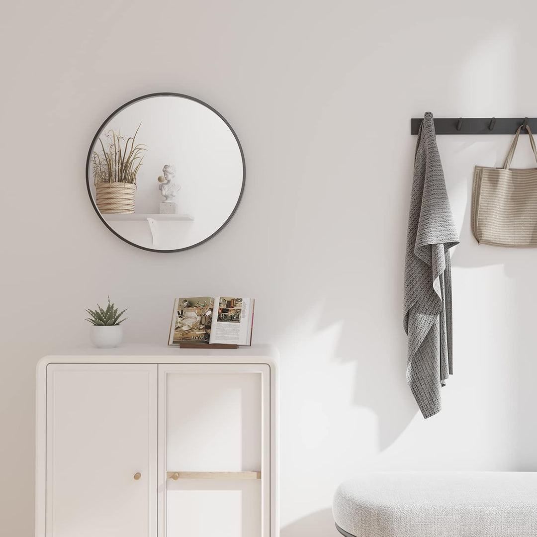 Dripex Rund Wandspiegel 40cm mit Aluminiumrahmen,dekorativer HD Wandspiegel Schminkspiegel für Badzi