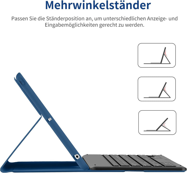 EasyAcc Tastatur Hülle Kompatibel mit iPad 10.2 Zoll 9. / 8. und 7 Generation mit Schutzfolie, [QWER