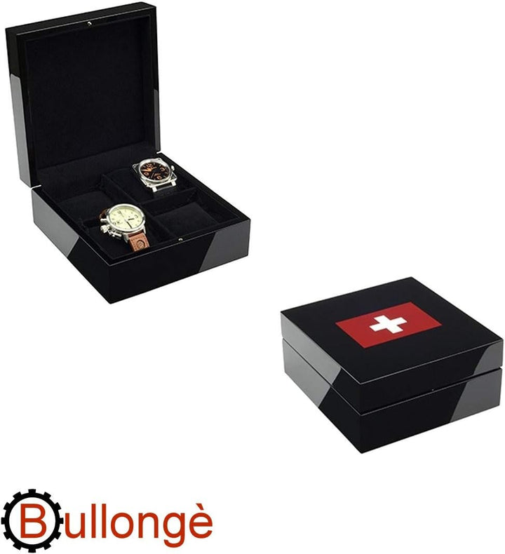 BULLONGÈ Uhrenbox ELESWISS piano black für 4 Armbanduhren