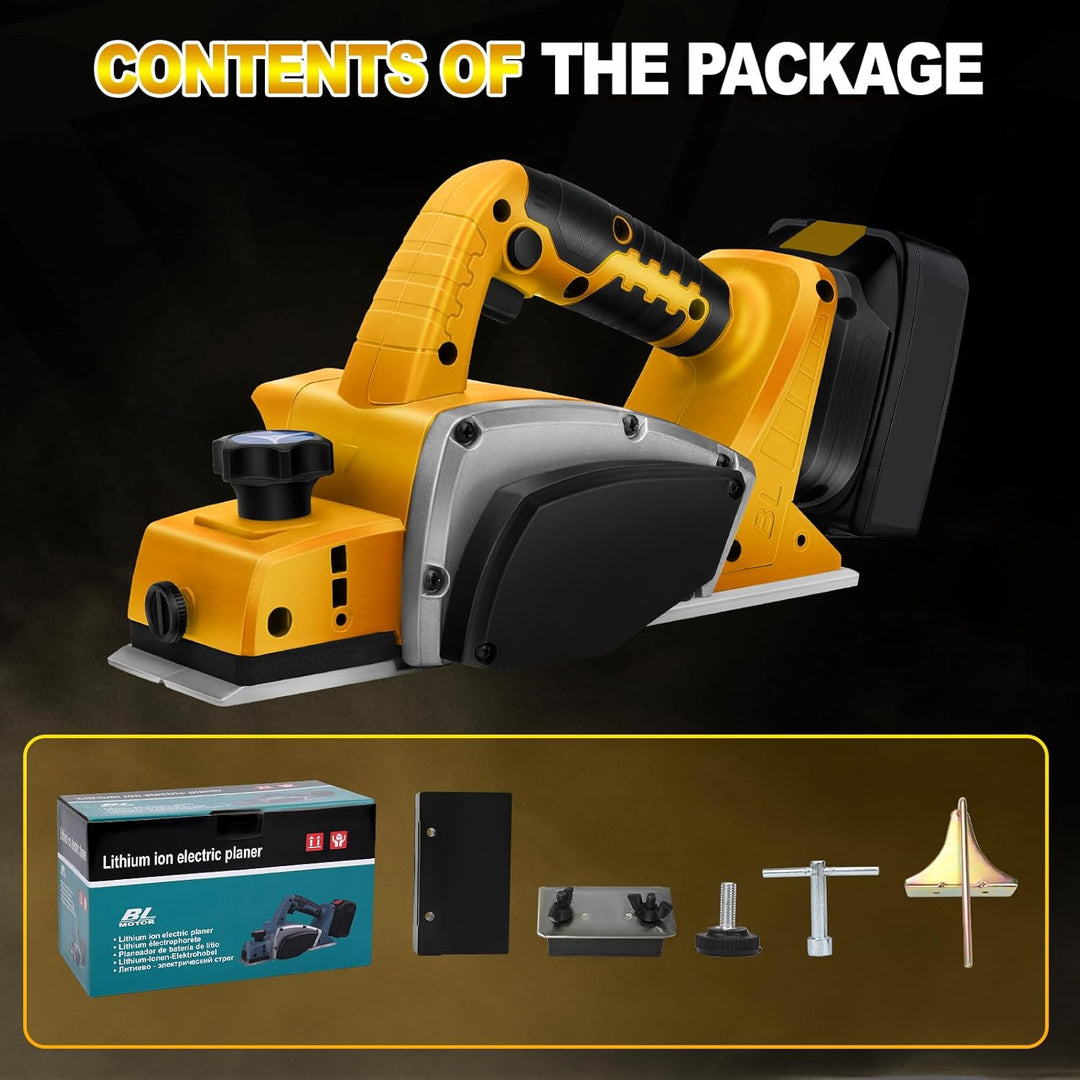 Akku Elektrohobel Holz mit 20V Akku, Bürstenlose Elektrohobel holz Hobelbreite 82mm, Spantiefe 2mm,