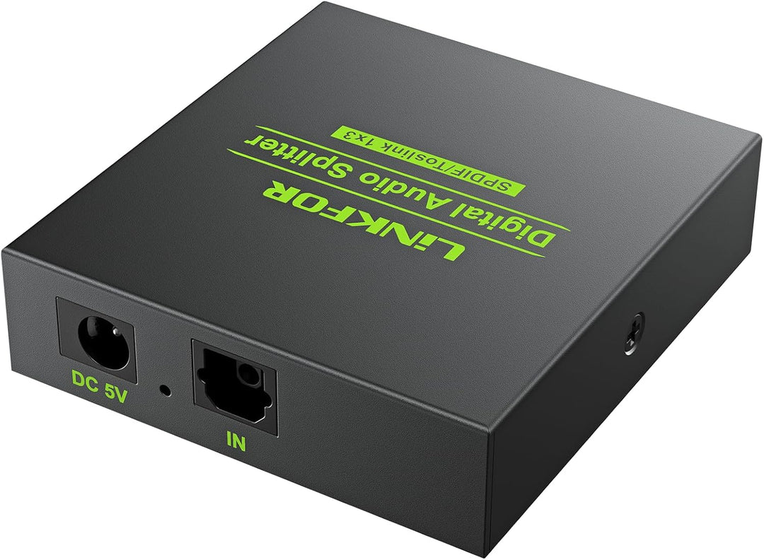 LiNKFOR Optischer Splitter, SPDIF Toslink Splitter, 1x3 Digital Audio Verteiler, 1 optisches Kabel,