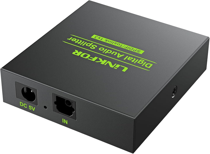 LiNKFOR Optischer Splitter, SPDIF Toslink Splitter, 1x3 Digital Audio Verteiler, 1 optisches Kabel,