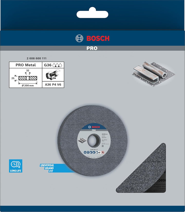 Bosch Professional 1x Schleifscheibe für Doppelschleifmaschine (Ø 200 x 25 mm, K36, Zubehör Schleifm