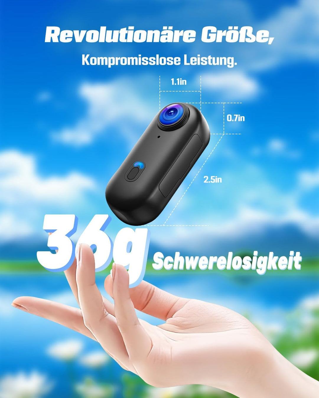 Action Camera 4K mit 64GB SD, BodyCam Körperkamera Mini POV Kamera 4K – ohne Display, 4K – ohne Disp