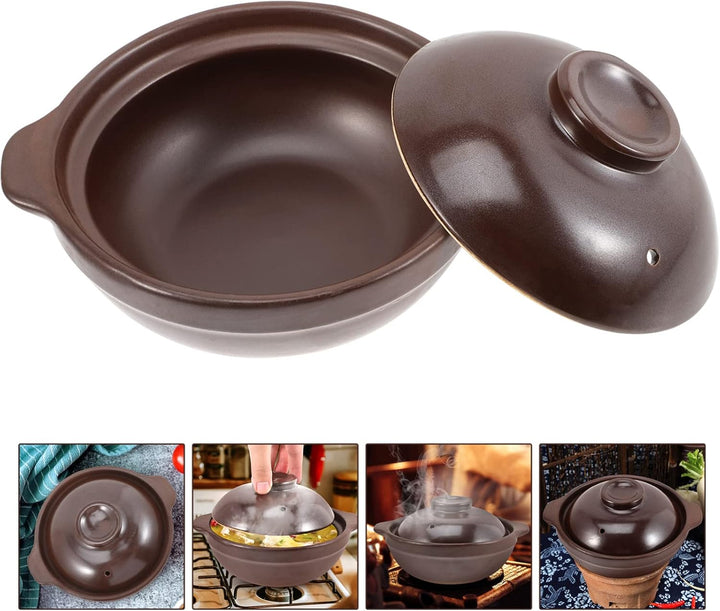 DOITOOL Auflauf Tontopf Kochtöpfe Ton Mit Deckel Reistöpfe Steingut Traditioneller Vintage-Auflauf F