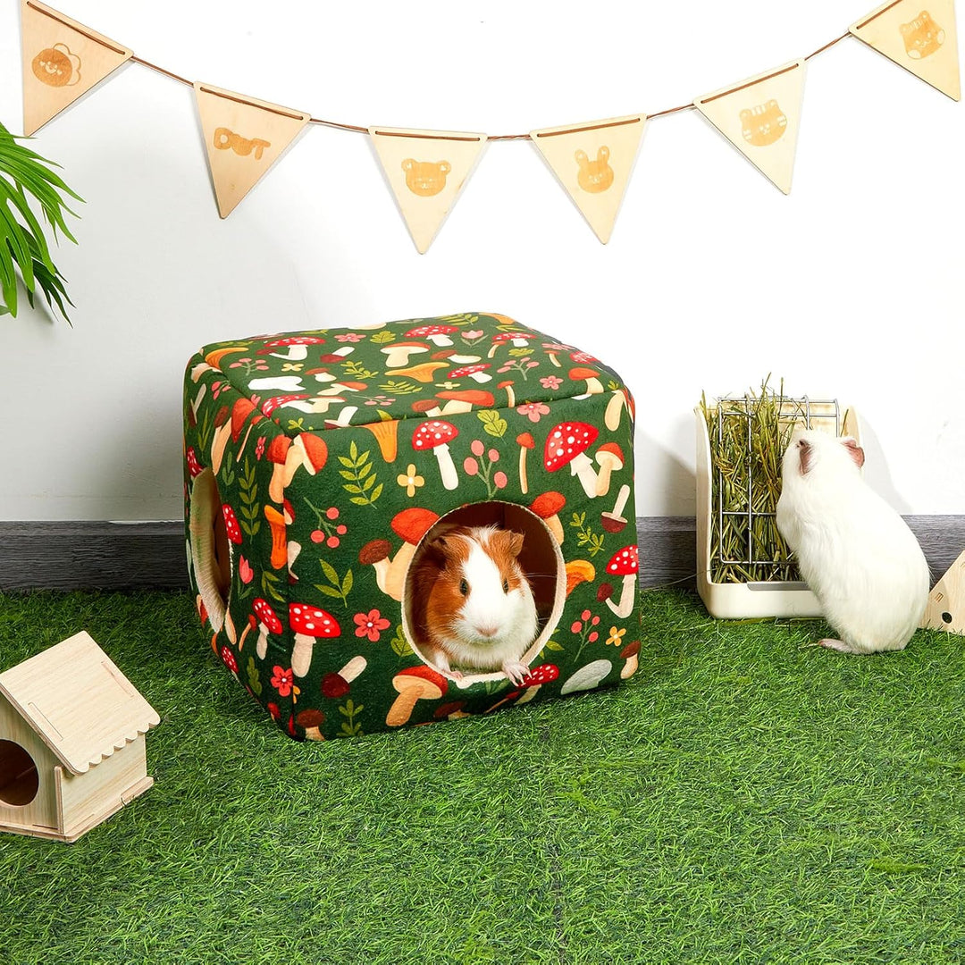 Meerschweinchen Haus 2 eingange – Waschbares Kaninchenbett & Kuschelhöhle – Versteck für Kaninchen,