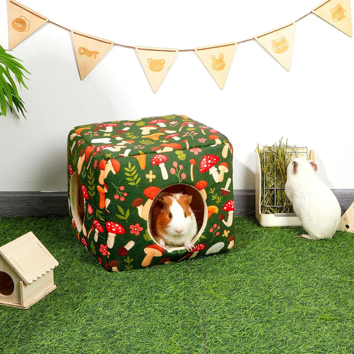 Meerschweinchen Haus 2 eingange – Waschbares Kaninchenbett & Kuschelhöhle – Versteck für Kaninchen,