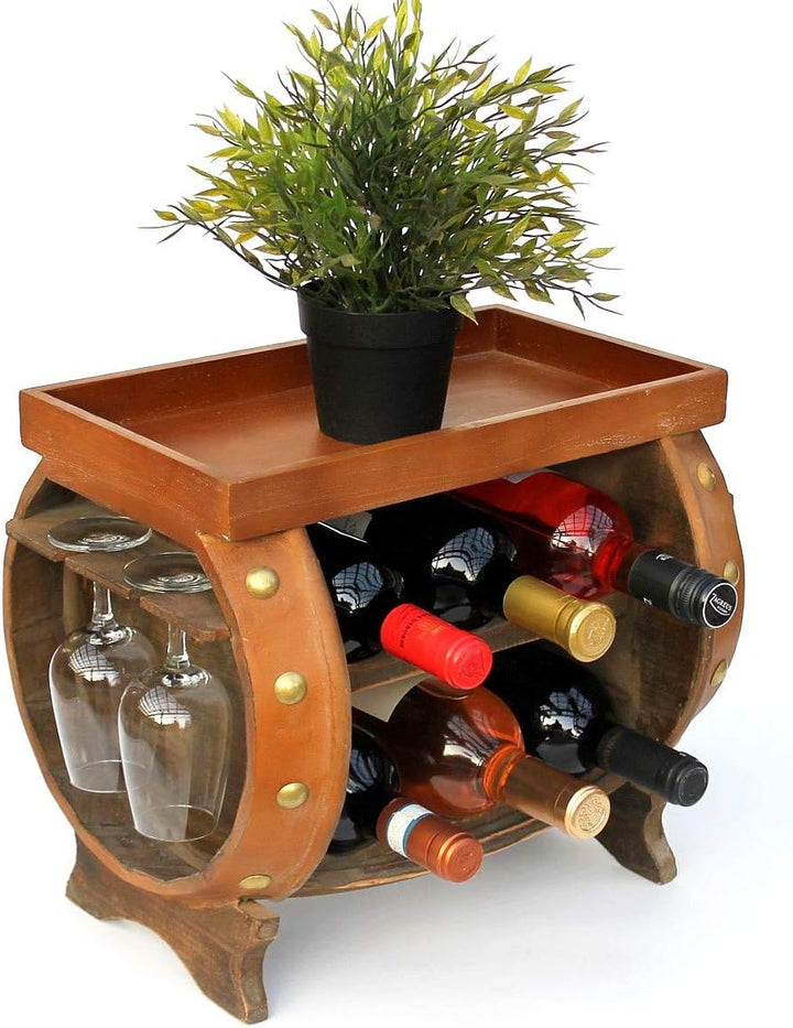 DanDiBo Weinregal Holz Weinfass Braun 33 cm 9064 Bar Flaschenregal Flaschenständer Klein Fass Holzfa