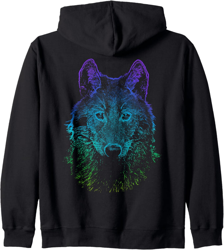 Wolf Regenbogen wild lebende Tier Kapuzenjacke