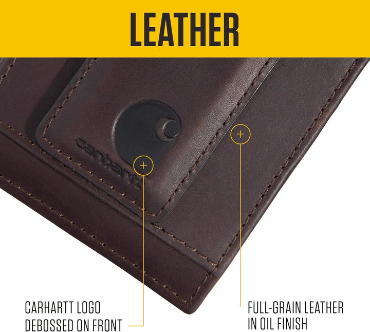 Carhartt Herren-Geldbörsen aus strapazierfähigem Leder, in Mehreren Stilen erhältlich Dunkelbraun, D