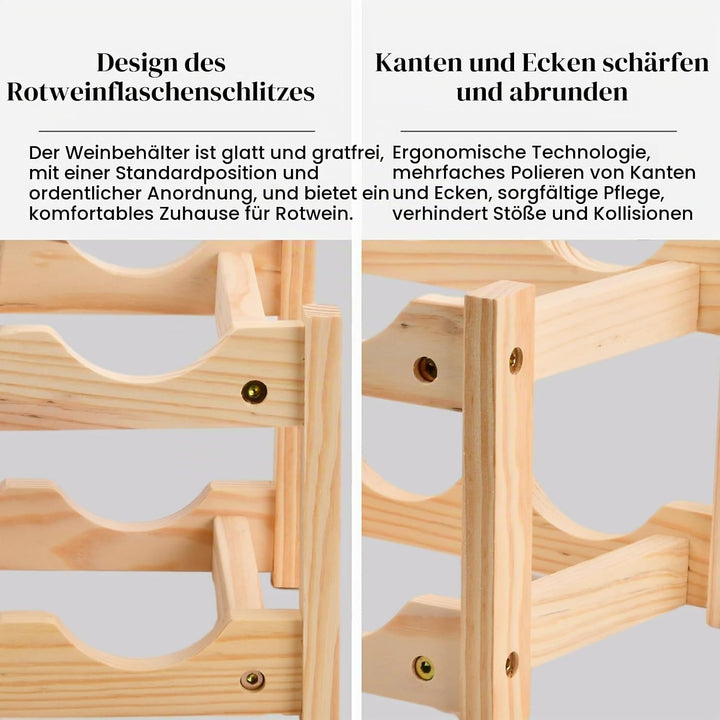 Holz Weinregal, 3 Etagen 6 Flaschen Wein Flaschenregal Aufbewahrungy Halter, Wein Flaschenhalter, We