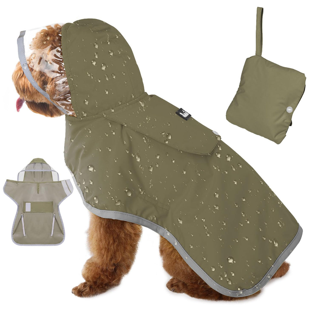 Hunderegenmantel, Leichter Wasserdichter Regenmantel mit Kapuze für kleine, mittlere & grosse Hunde,