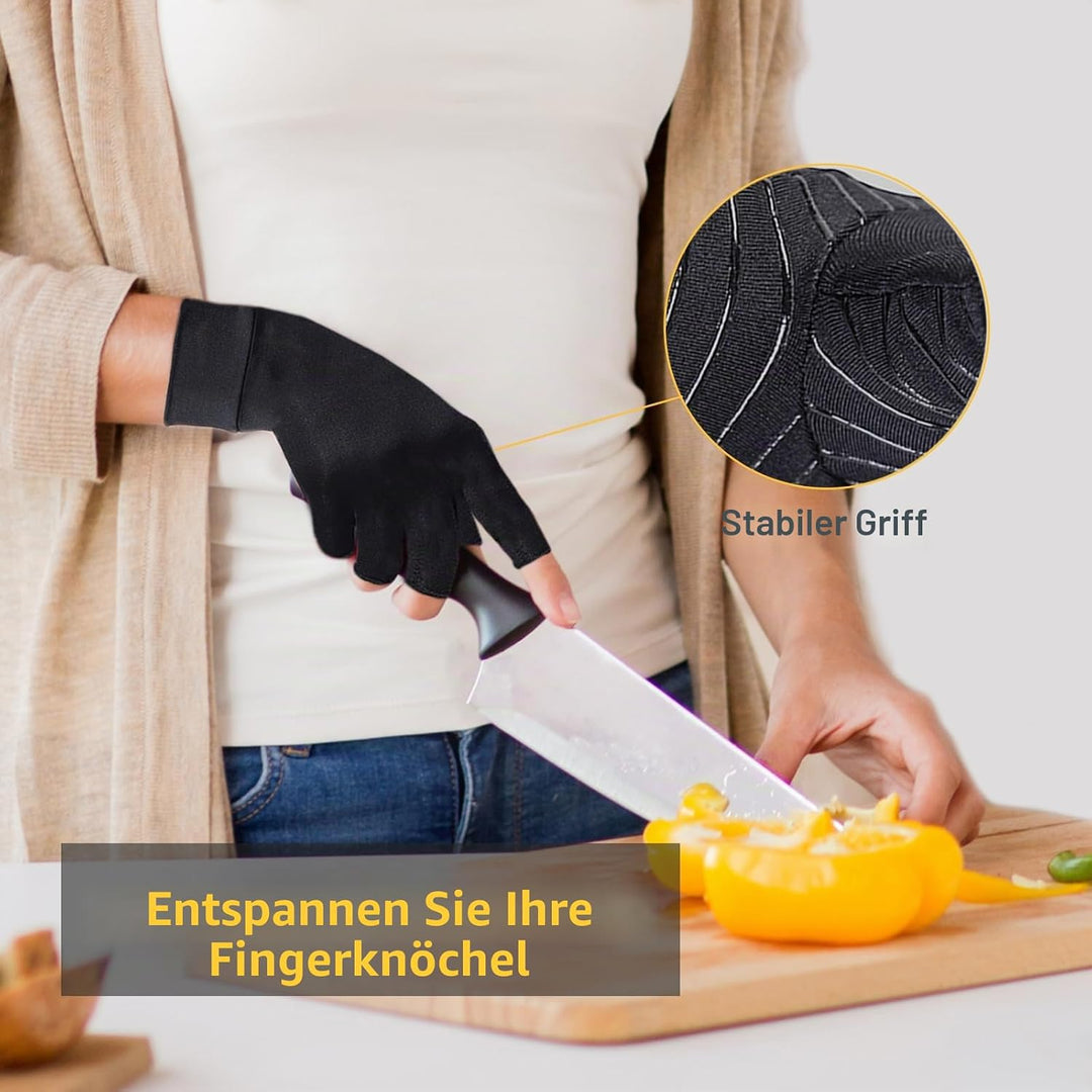 Kupfer Kompressionshandschuhe Fingerlos Rutschfest Damen Herren,L L 2 Paar, L 2 Paar