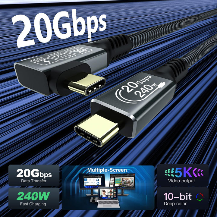 CAKOBLE USB C Kabel auf USB C 2M,USB 3.2 Gen2 Typ C ladekabel,20 Gbps Datenübertragung,240W 48V/5A S
