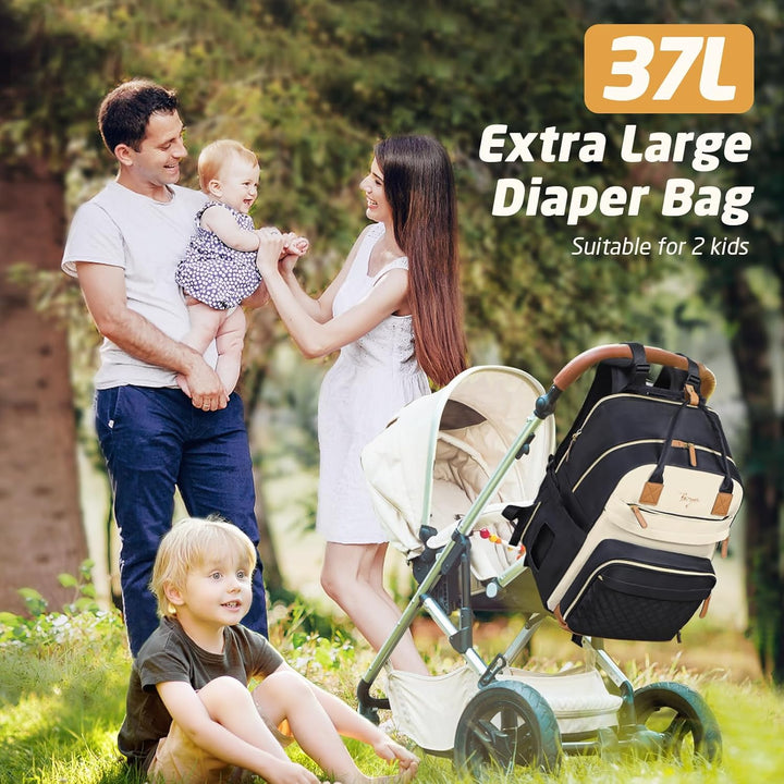 Wickeltaschen-Rucksack – extra grosse Wickeltasche für 2 Kinder, Doppelbett, Reise-Babytaschen für M