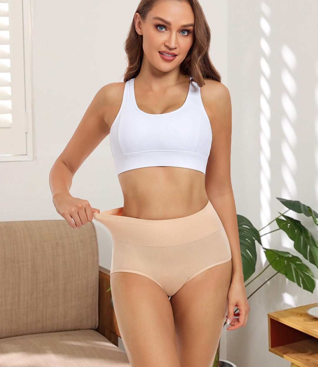 wirarpa Damen Unterhosen Baumwolle Unterwäsche Hohe Taille Slips Hoher Taillenslip für Frauen 5er Pa