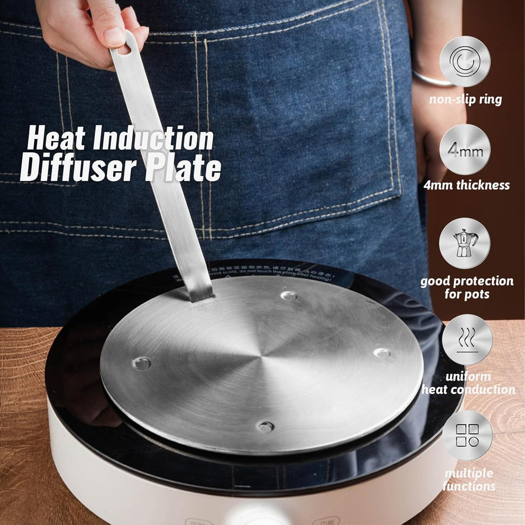 Universal Induktion Adapterplatte Ø 24 cm, Induktionsadapter für Gasherd, Edelstahl Wärme Induktion