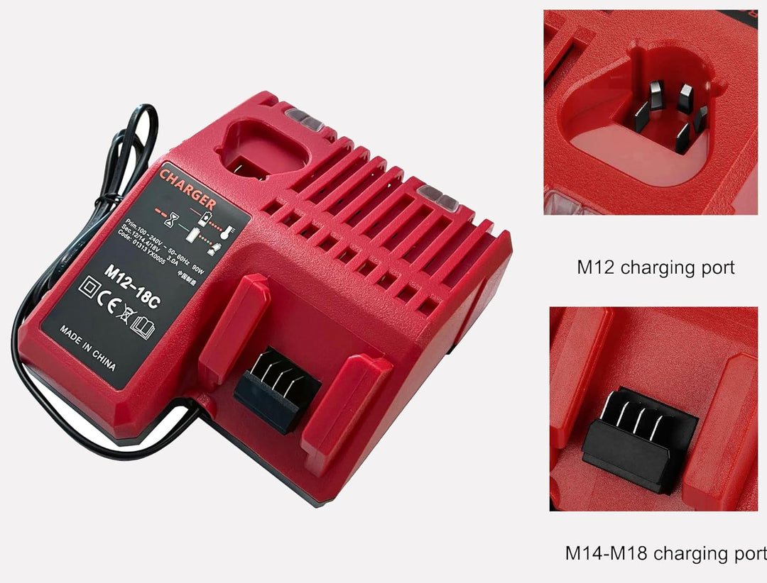 CYDZ® Ersetzen Ladegeräte für Milwaukee M18 M12 18V 220V Li-ion Tool Battery 48-59-1812 48-59-1807 4