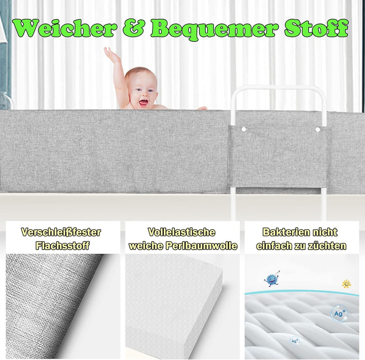 Froadp 100 cm Kinder Bettkantenschutz Set Höhenverstellbar Kinderbettgitter rutschfeste Rausfallschu