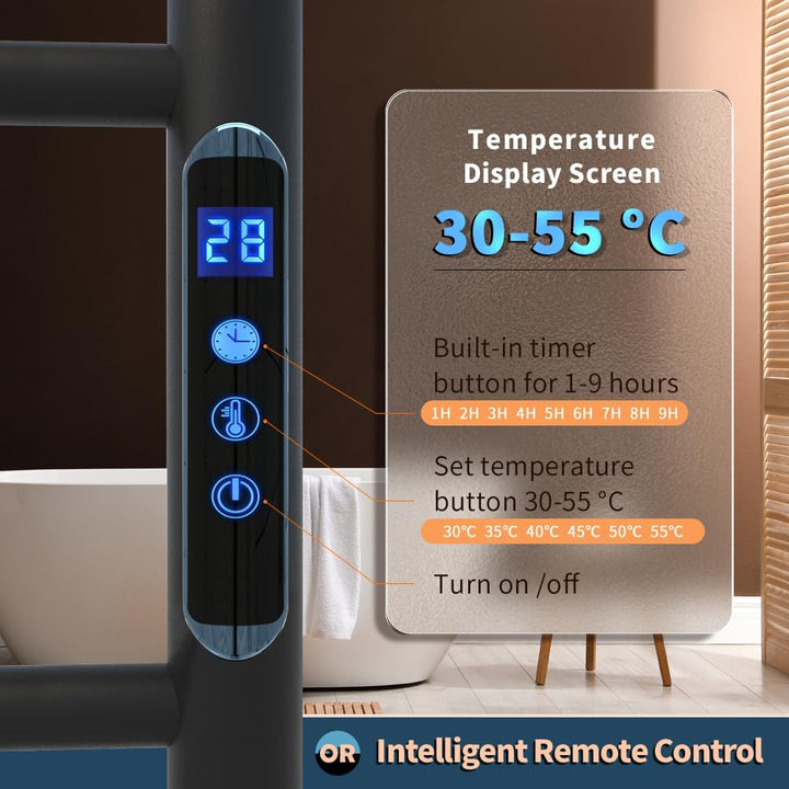 KWW Ferngesteuerter Handtuchwärmer für Badezimmer, 1–9-Stunden-Timer und Einstellbarer Temperatur, L