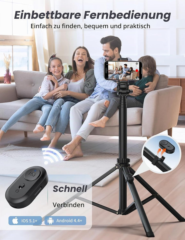 Handy-Stativ &amp; Selfie Stick 180cm, YUMAZLA Verstärkte Stativ für Smartphone, Handystativhalter mit F