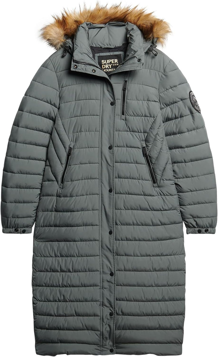 Superdry Damen Fuji Hooded Longline Puffer Jacke 36 Grün (Balsam Green), 36 Grün (Balsam Green)