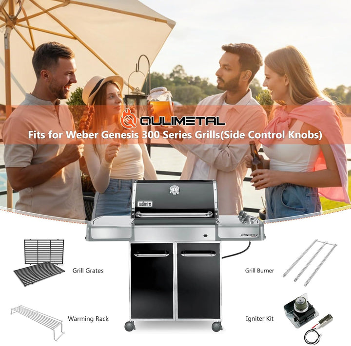 QuliMetal 62,2 cm Aromaschienen für Weber Genesis 300 Serie mit seitlichen Bedienknöpfen, passend fü