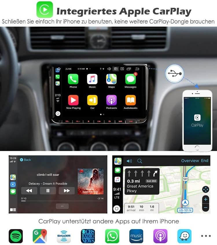 Erisin 9 Zoll Android 10 Autoradio mit GPS Navi Für VW Passat Polo Golf 5 6 Caddy Tiguan Touran Seat