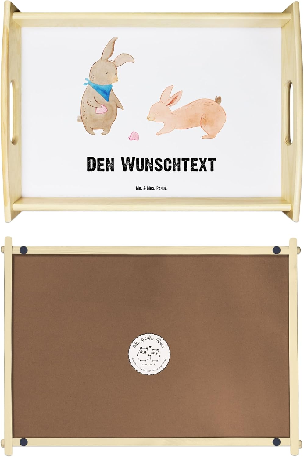 Mr. & Mrs. Panda Serviertablett Bedrucken Hasen Muschel - Personalisierte Geschenke, Muscheln, Stran