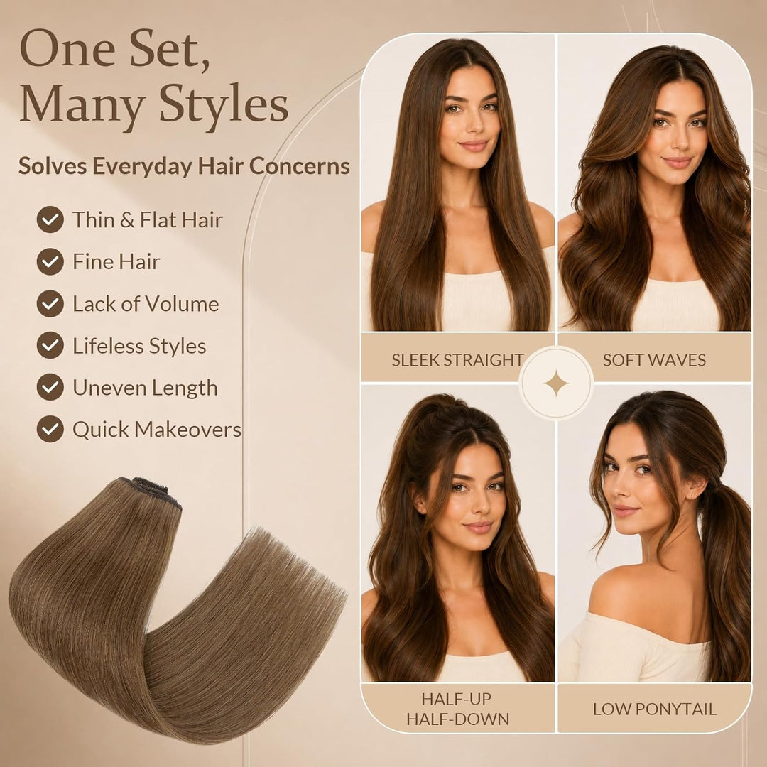 Rich Choices Clip in Extensions Echthaar Extensions Clip in Haarverlängerung Echthaar Remy Human Hai