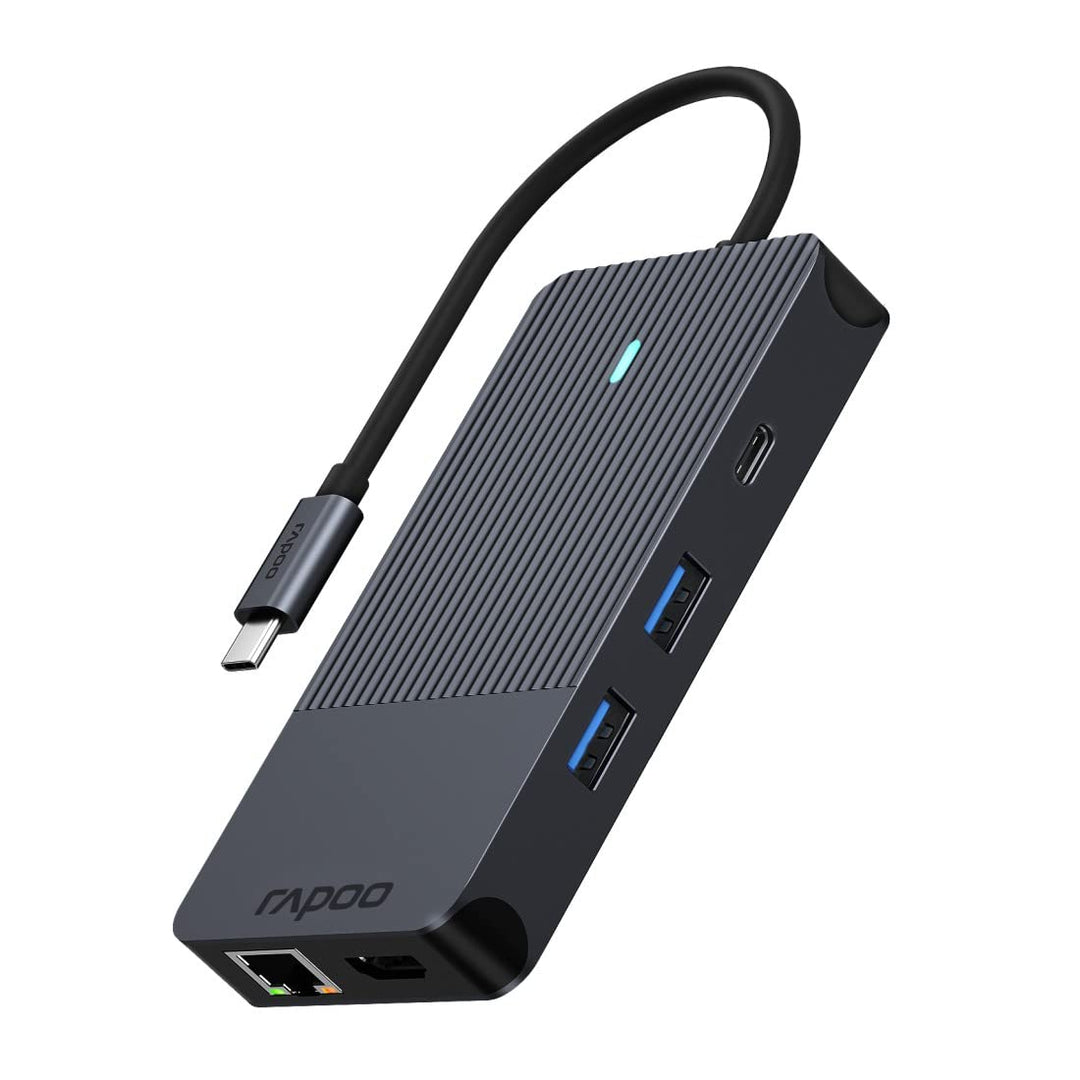 Rapoo UCM-2005 USB-C Multiport Adapter 10-in-1, 100W Power Delievery, 2x 4K HDMI, 1 Gbps LAN, 1 USB-